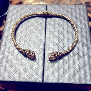 Sterling silver with pink stone cuff bracelet